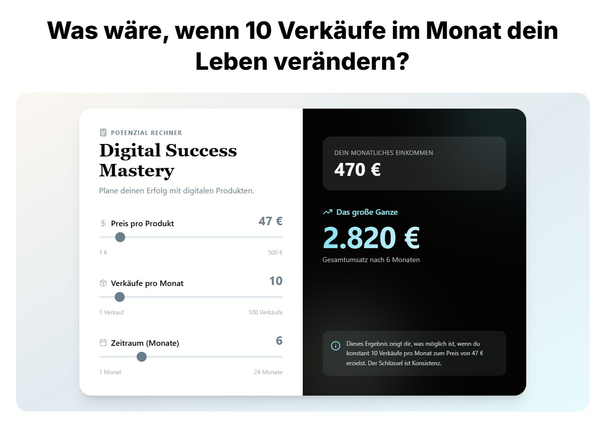 Potenzial-Rechner: Was wäre, wenn 10 Verkäufe im Monat dein Leben verändern?